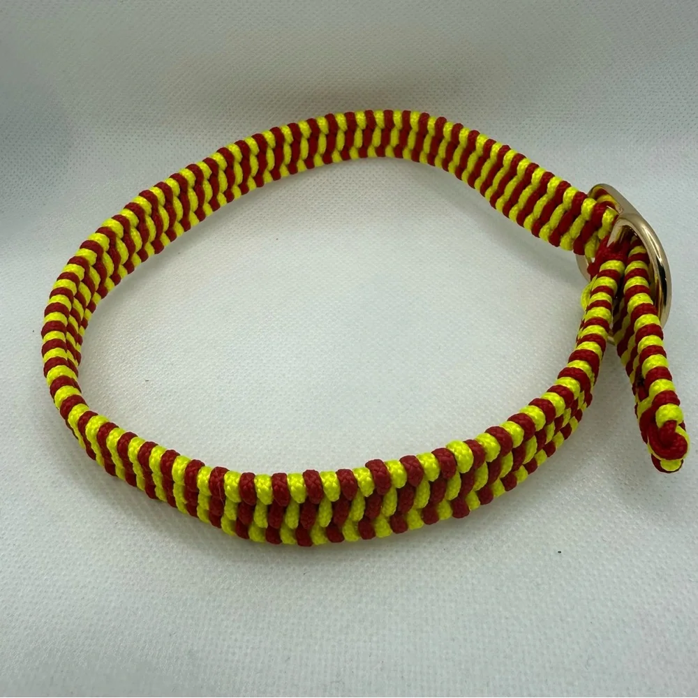 Handmade Yellow and Red Paracord Dog Collar